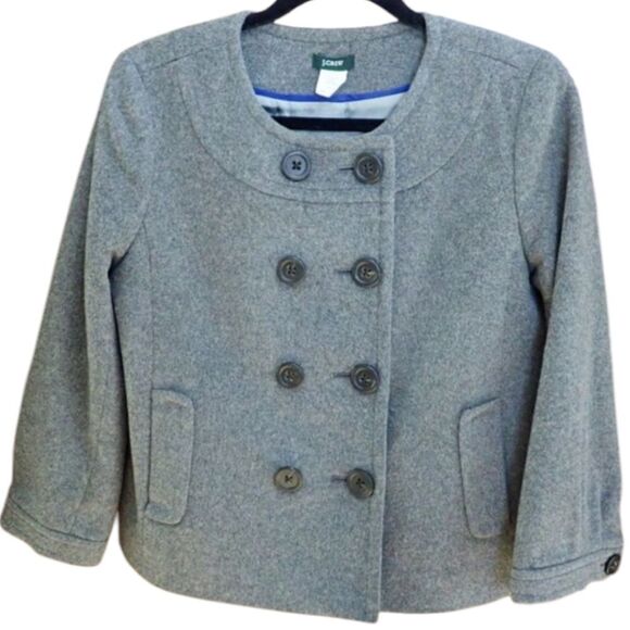 Jcrew grey double breasted wool cashmere blend spring peacoat size 6 - Picture 3 of 8